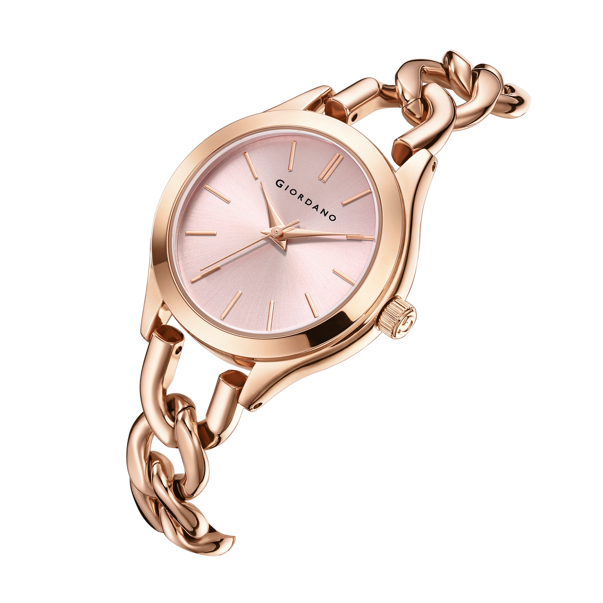 Giordano Modern Analog Watch for Women – Sleek Dial with Unique Chain-Link Bracelet and Stylish Stainless Steel Strap | GZ-60087-33