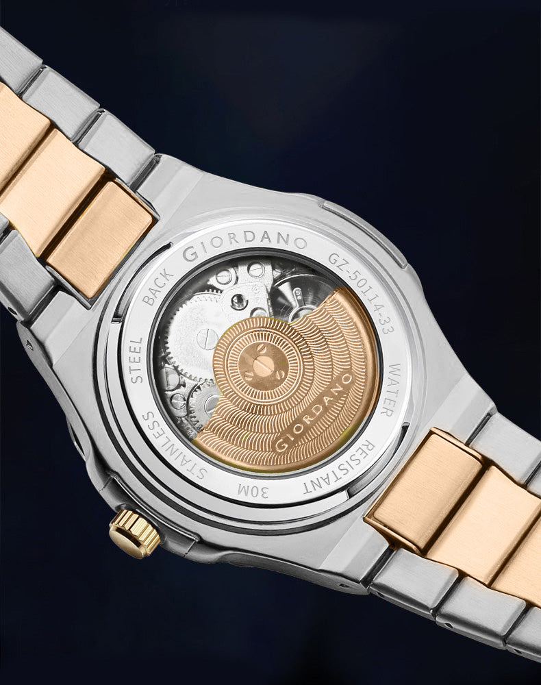 Giordano Dual-Tone Skeleton Automatic Stainless Steel Watch for Men with Luxurious Gold Accent Case | GZ-50114-33