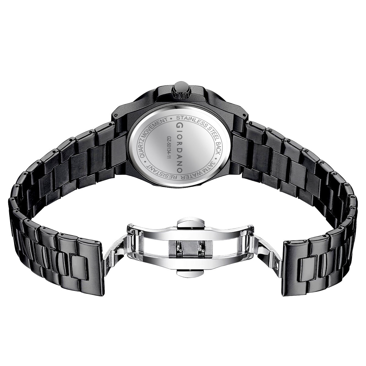 Giordano Analog Watch for Men – Textured Dial, Stainless Steel Strap, Date Display, Quartz Movement, Water Resistant | GZ-50134-11