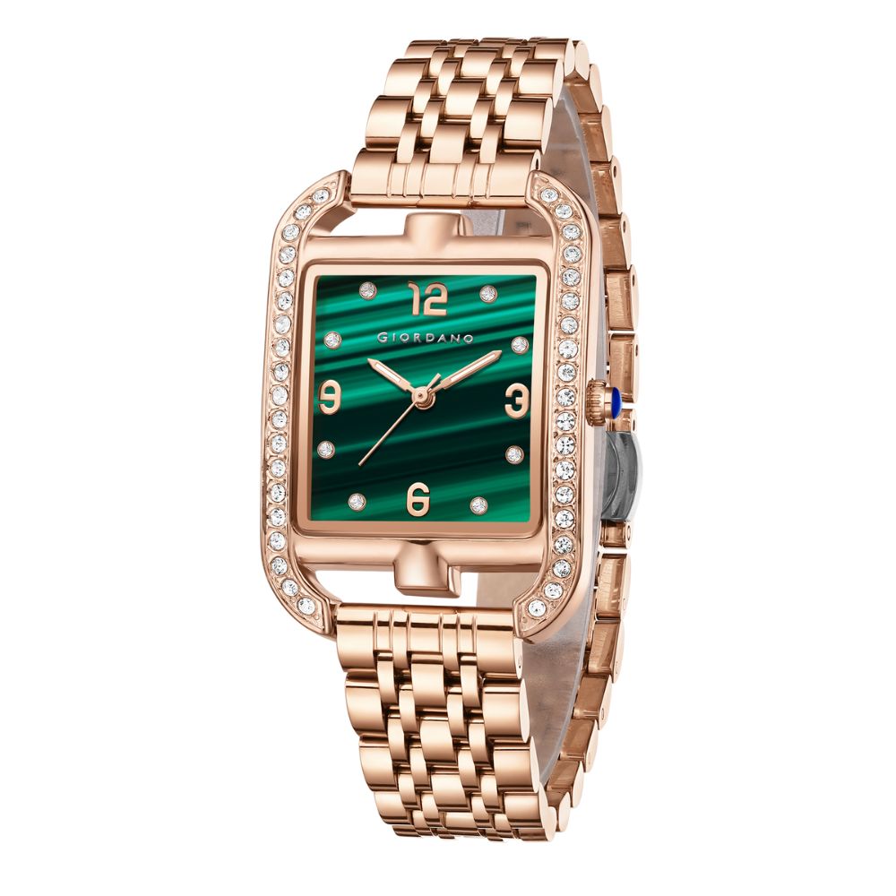 Giordano Analog Watch for Women– Stylish Dial with Crystal Accents, Metal Strap, Quartz Movement – Elegant Accessory for Special Occasions | GZ-60108-44