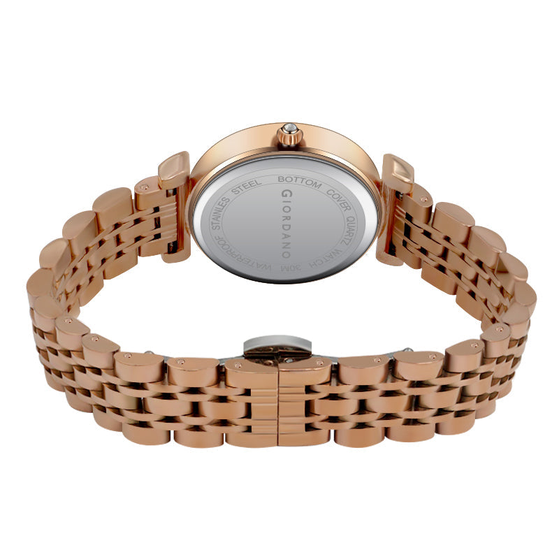 Giordano Stylish Diamond Studded Analog Wrist Watch for Women with Elegant Diamond Cut Glass and Stainless Steel Strap | GZ-60084-22