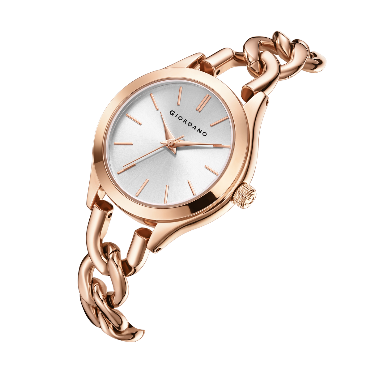 Giordano Modern Analog Watch for Women – Sleek Dial with Unique Chain-Link Bracelet and Stylish Stainless Steel Strap | GZ-60087-22