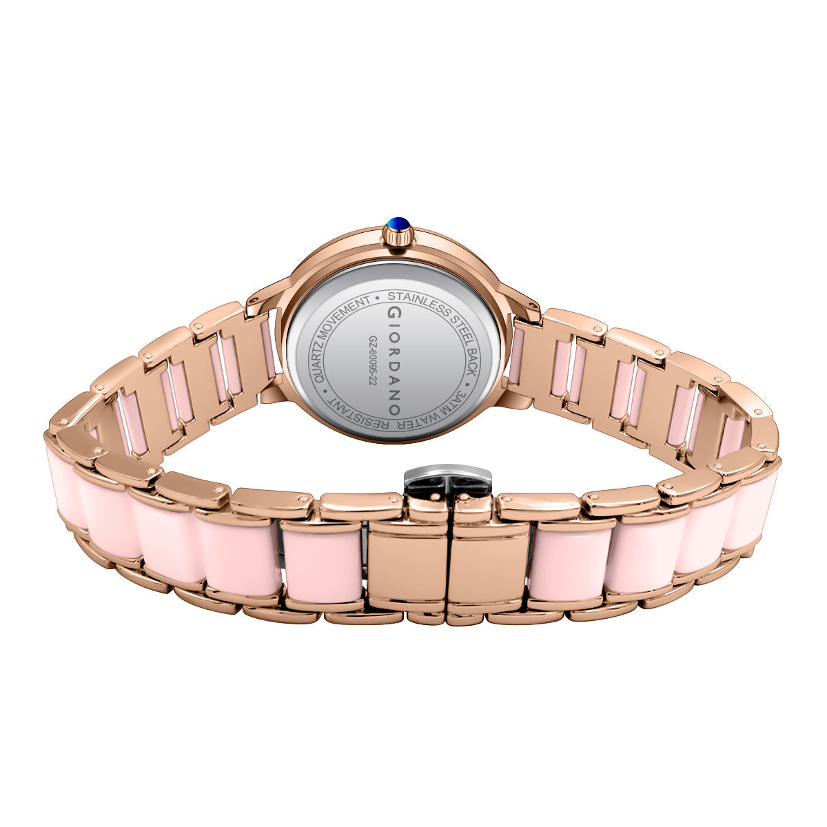 Giordano Flower Case Watch for Women with Crystal-Studded Bezel, Diamond Hour Markers & Dual Tone Stainless Strap | GZ-60095-22