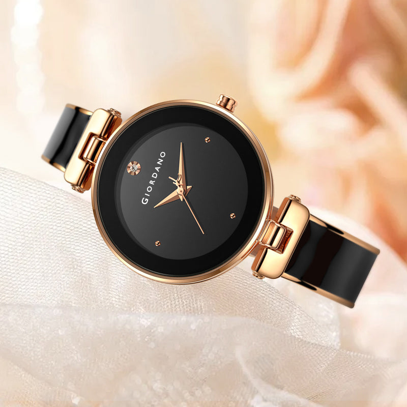 Giordano Designer Analog Watch for Women – Glossy Round Dial & Bracelet Style Stainless Steel Strap | GZ-60099-11