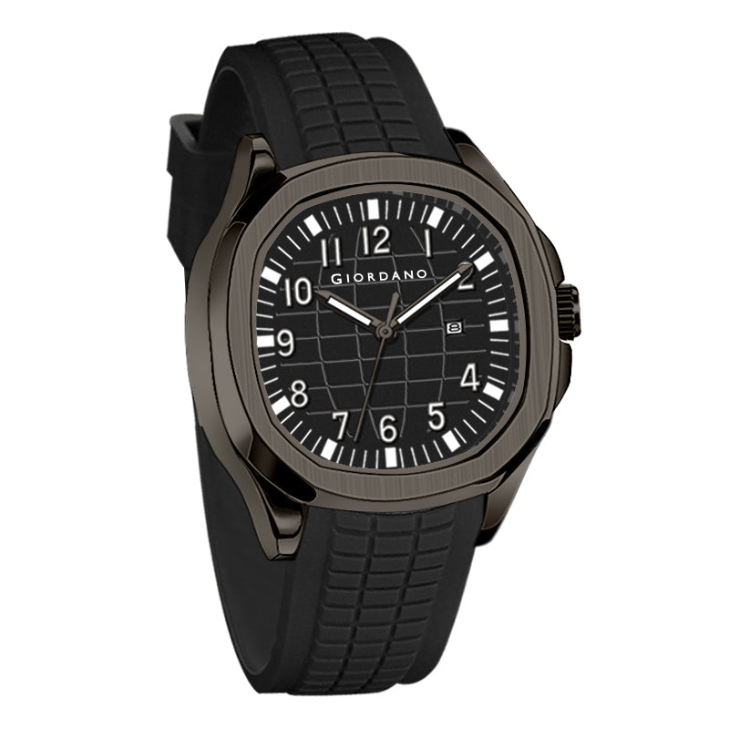 Giordano Modern Analog Watch with Textured dial and Sleek Silicon Strap for Men - GZ-50118-01