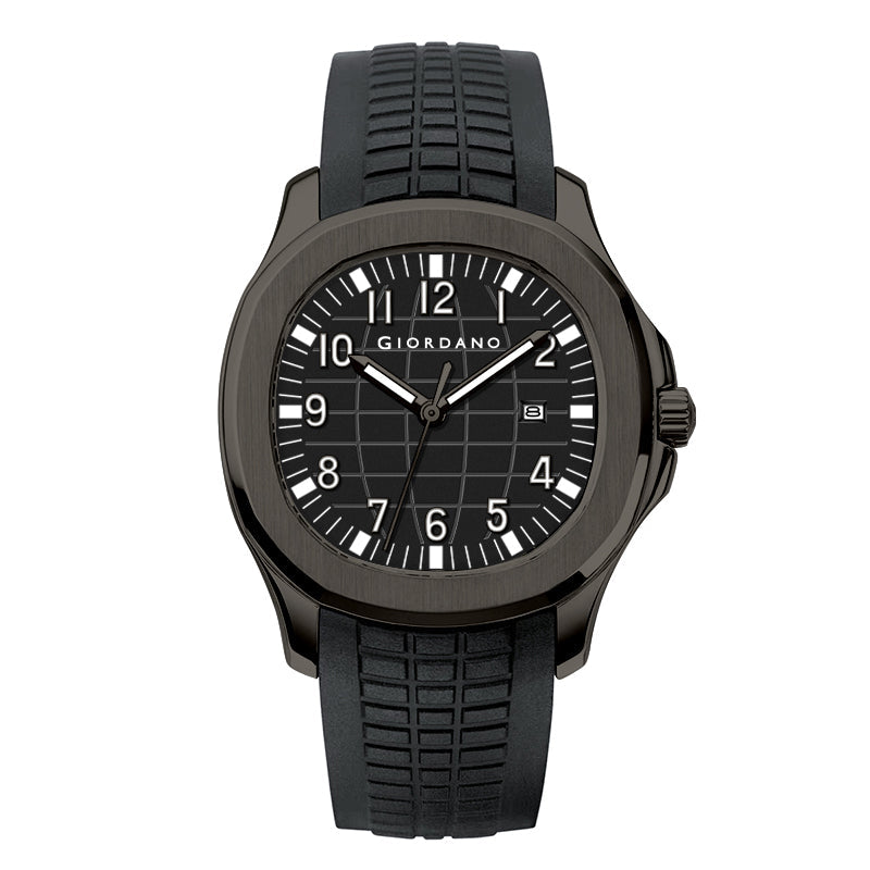 Giordano Modern Analog Watch with Textured dial and Sleek Silicon Strap for Men - GZ-50118-01