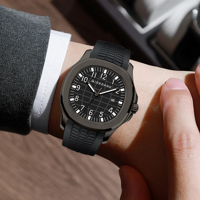 Giordano Modern Analog Watch with Textured dial and Sleek Silicon Strap for Men - GZ-50118-01