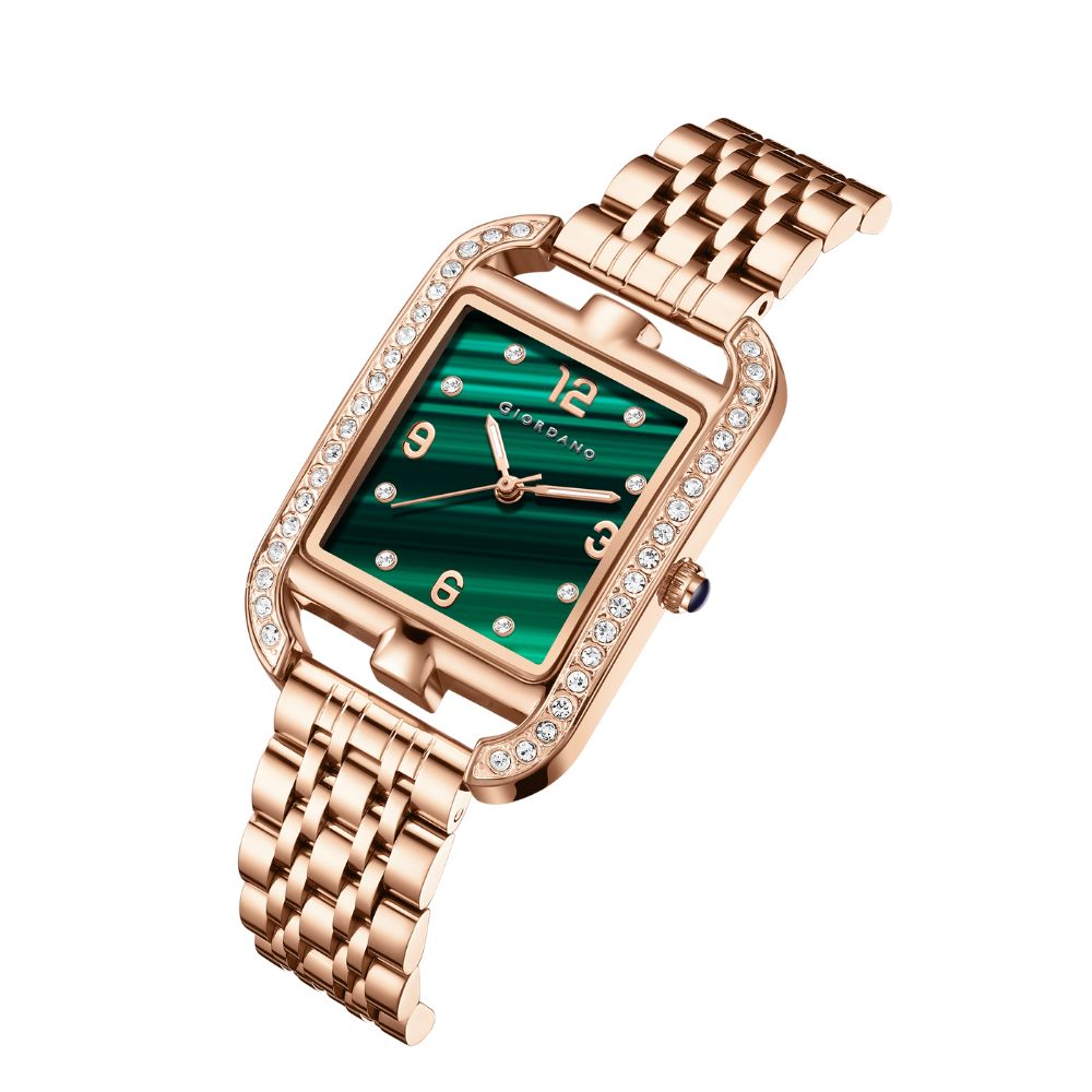Giordano Analog Watch for Women– Stylish Dial with Crystal Accents, Metal Strap, Quartz Movement – Elegant Accessory for Special Occasions | GZ-60108-44