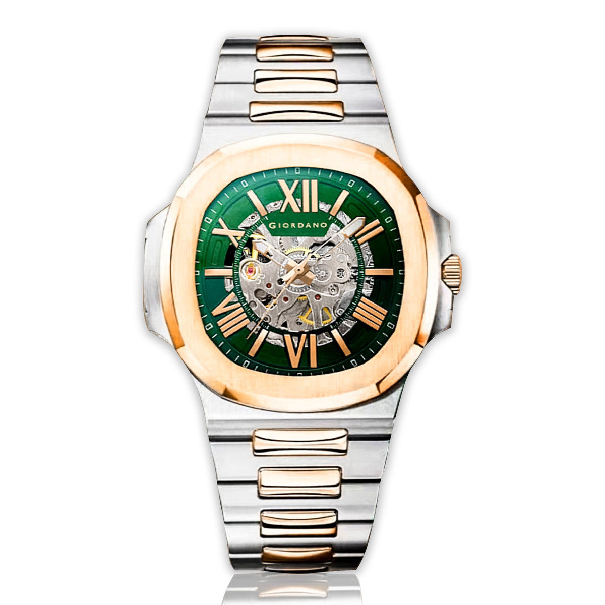 Giordano Dual-Tone Skeleton Automatic Stainless Steel Watch for Men with Luxurious Gold Accent Case | GZ-50114-33