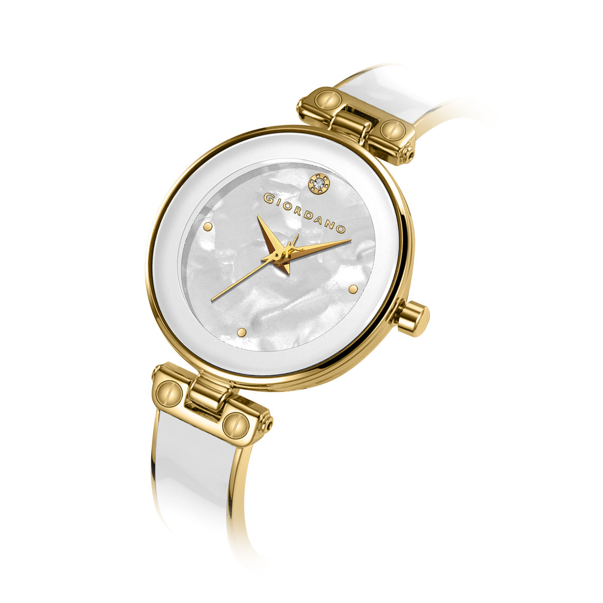 Giordano Designer Analog Watch for Women – Glossy Round Dial & Bracelet Style Stainless Steel Strap | GZ-60099-88