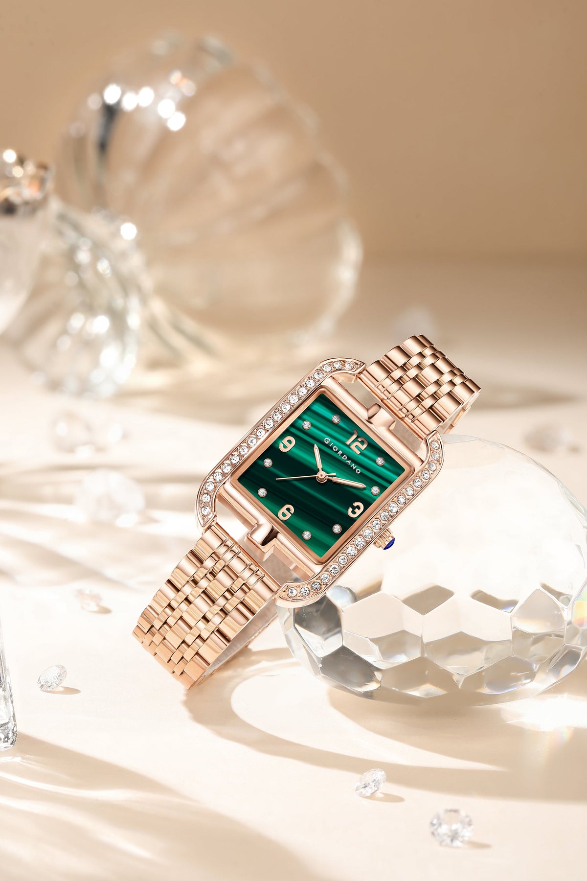 Giordano Analog Watch for Women– Stylish Dial with Crystal Accents, Metal Strap, Quartz Movement – Elegant Accessory for Special Occasions | GZ-60108-44