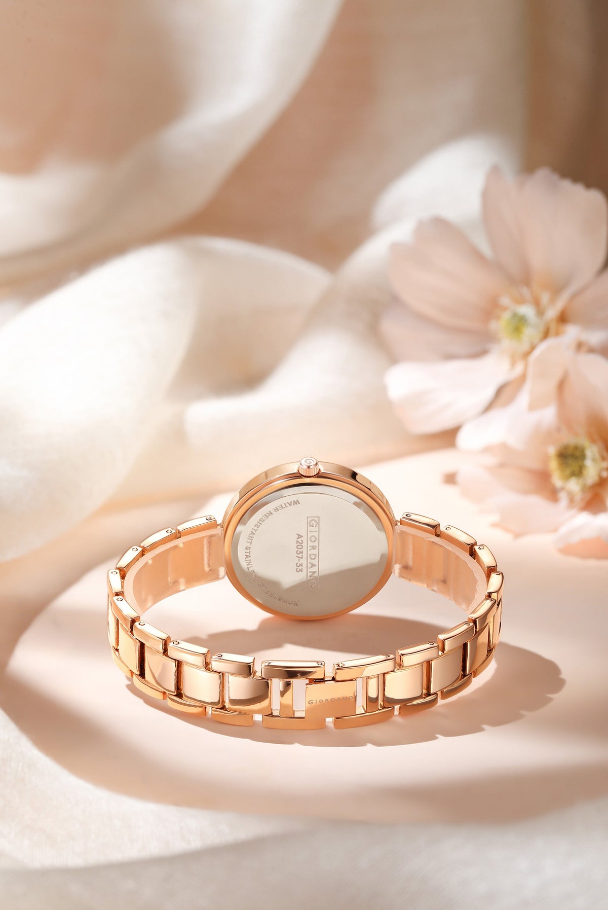 Giordano Eleganza Collection Analog Watch for Women with Crystal-Studded Strap & Diamond Indices - A2037-33
