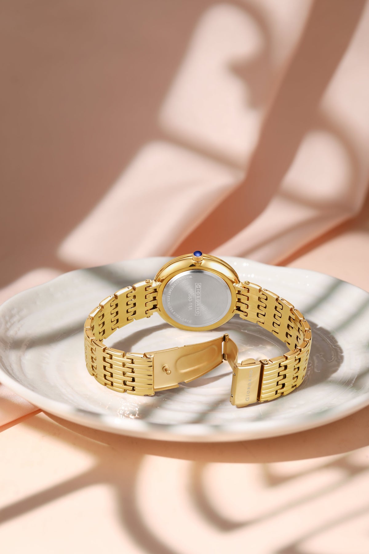 Giordano Eleganza Collection Watch for Women with Stainless Steel Strap and Crystal Embellished Bezel, Roman Numerals-A2083-11A