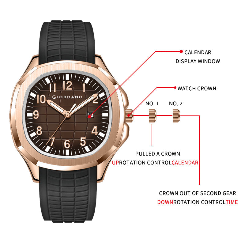 Giordano Modern Analog Watch with Textured dial and Sleek Silicon Strap for Men - GZ-50118-05