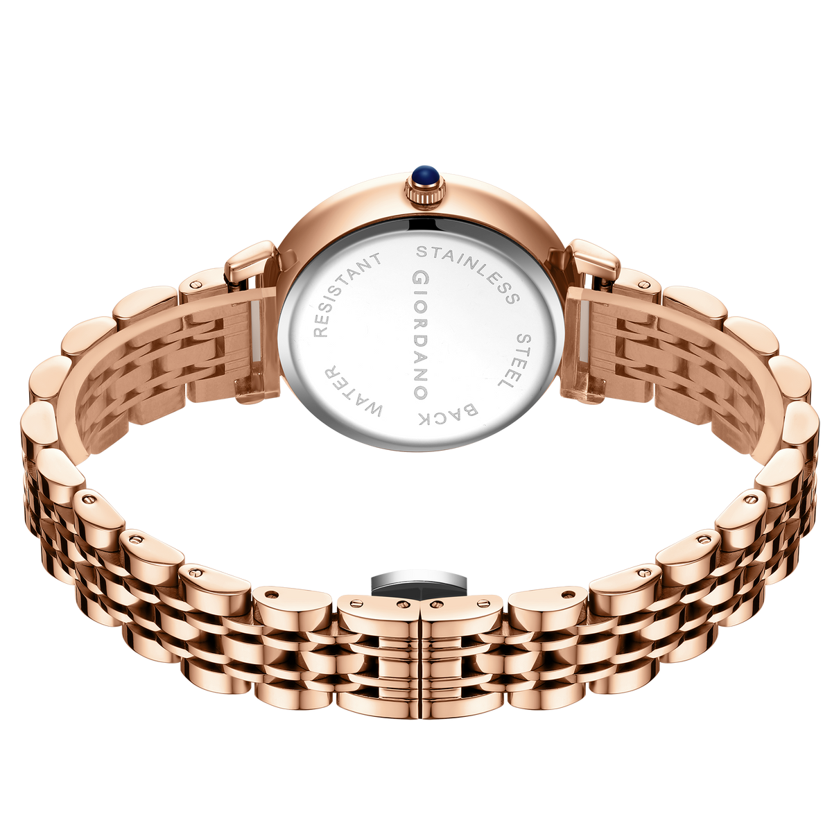 Giordano Luxury Watch for women Round Diamond cut glass Dial,  Elegant Stainless Steel Strap with Quartz Movement-GZ-60092-22