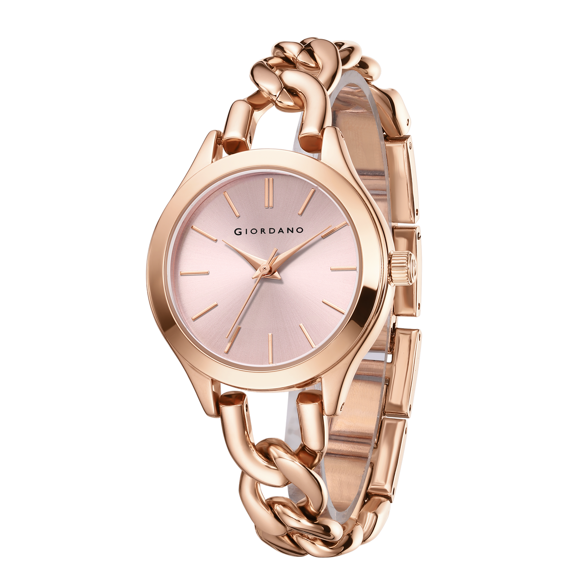 Giordano Modern Analog Watch for Women – Sleek Dial with Unique Chain-Link Bracelet and Stylish Stainless Steel Strap | GZ-60087-33