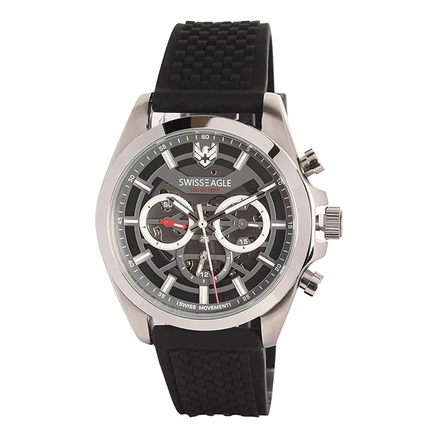 Swiss Eagle Men's Chronograph Stainless Steel Watch SE-9165-01 - front angle view
