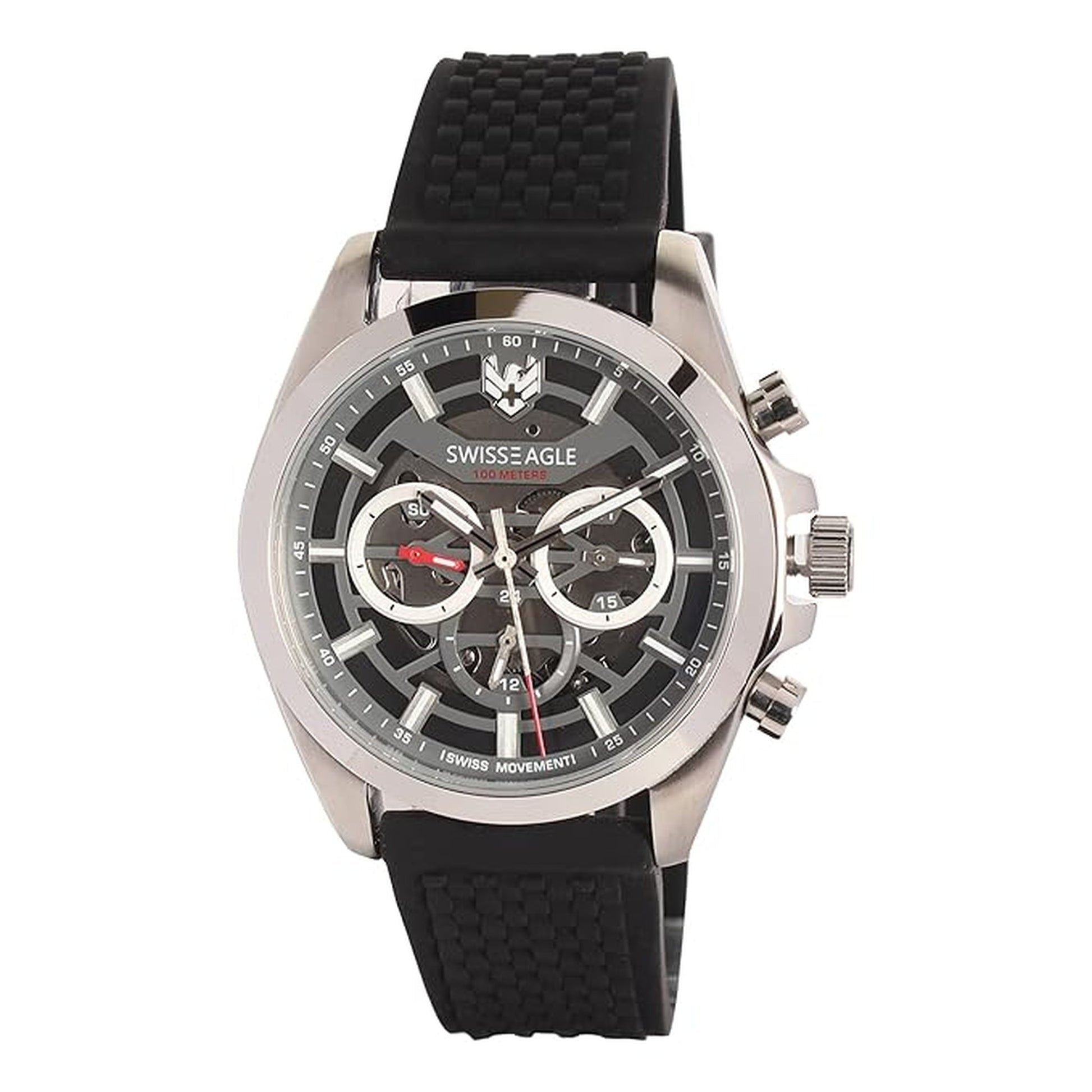 Swiss Eagle Men's Chronograph Stainless Steel Watch SE-9165-01 - front angle view