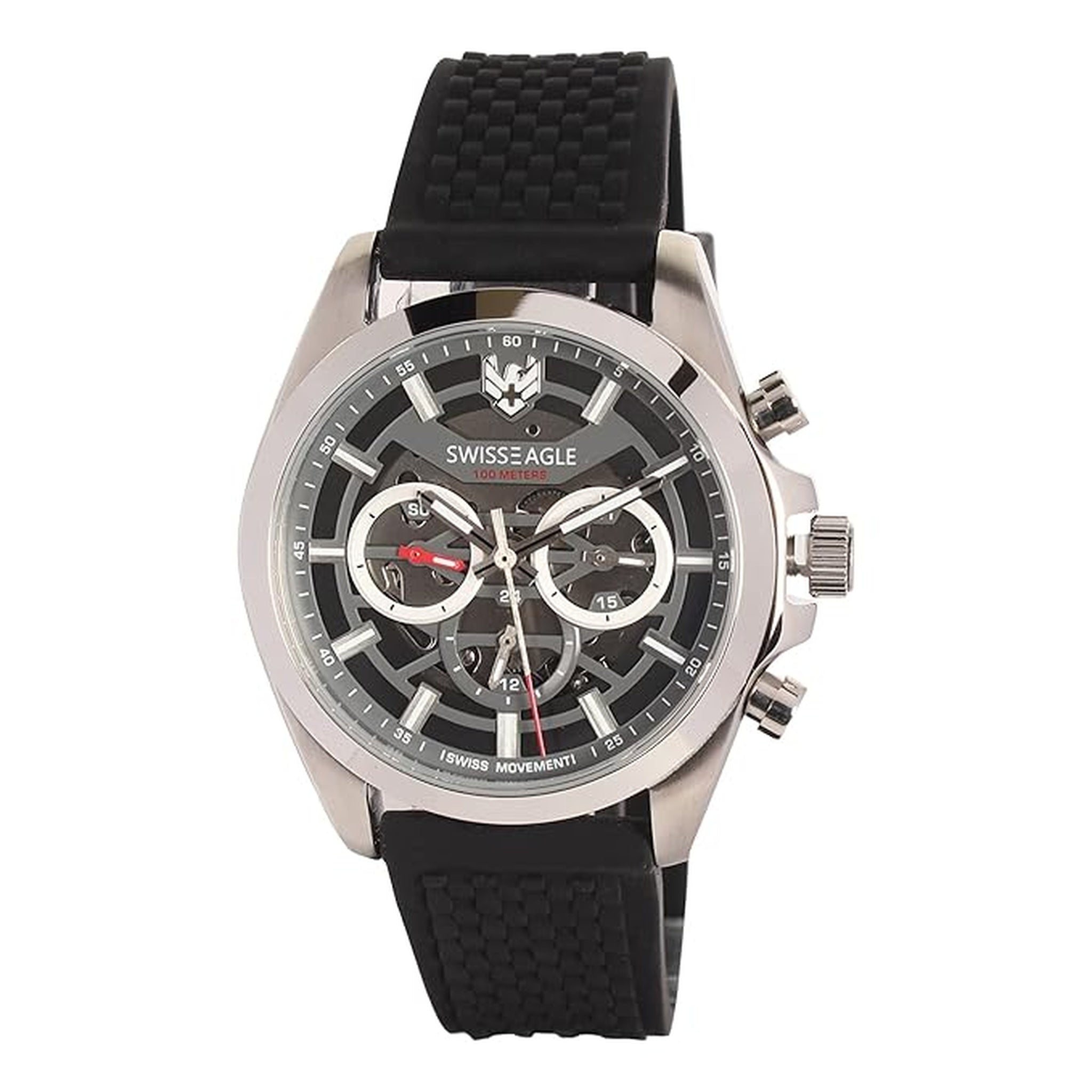 Swiss Eagle Men's Chronograph Stainless Steel Watch SE-9165-01 - front angle view