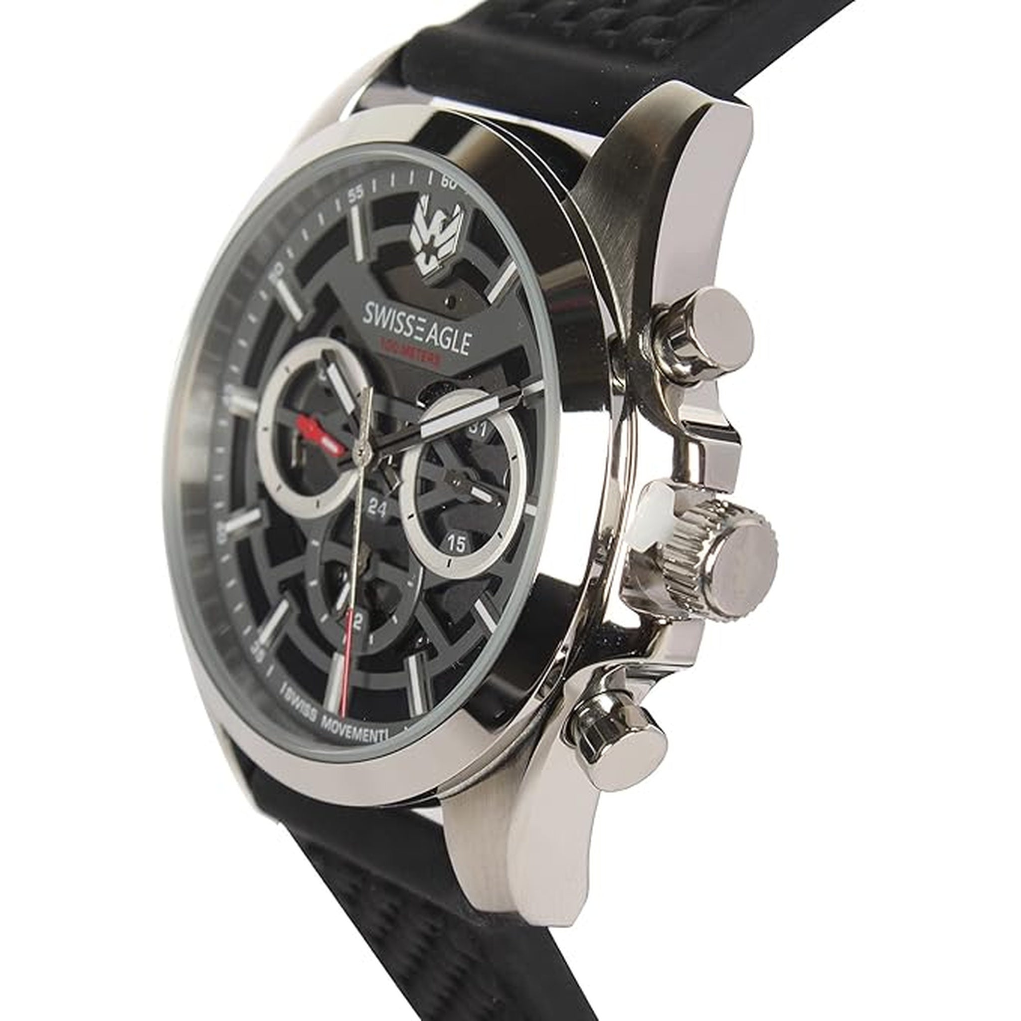 Swiss Eagle Men's Chronograph Stainless Steel Watch SE-9165-01 - side angle view