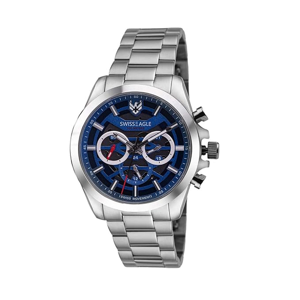 Swiss Eagle Men's Chronograph Stainless Steel Watch SE-9165-11 - front angle view