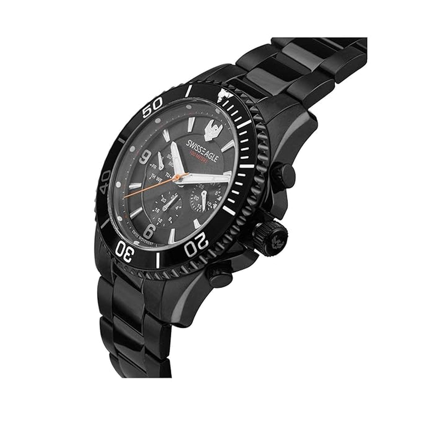 Swiss Eagle Men's Chronograph Stainless Steel Watch SE-9168-44 - side angle view