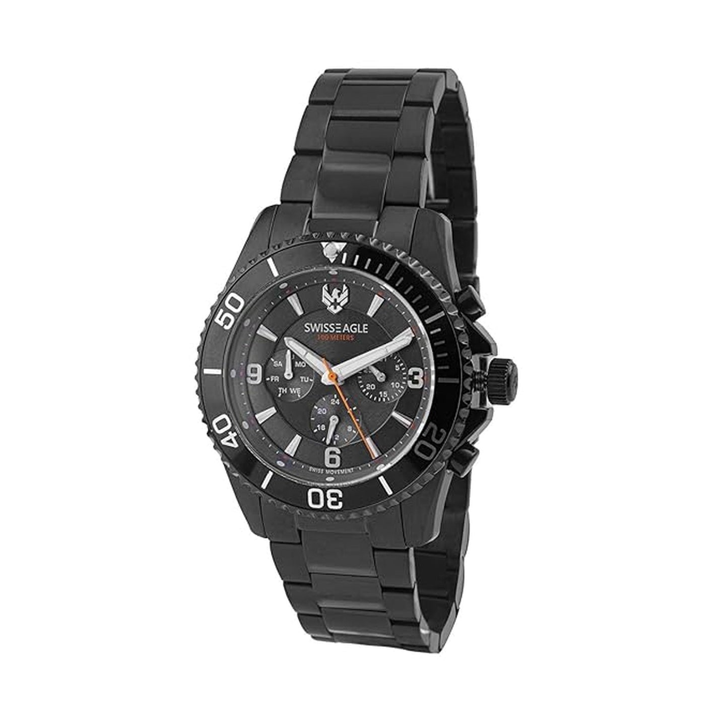 Swiss Eagle Men's Chronograph Stainless Steel Watch SE-9168-44 - front angle view