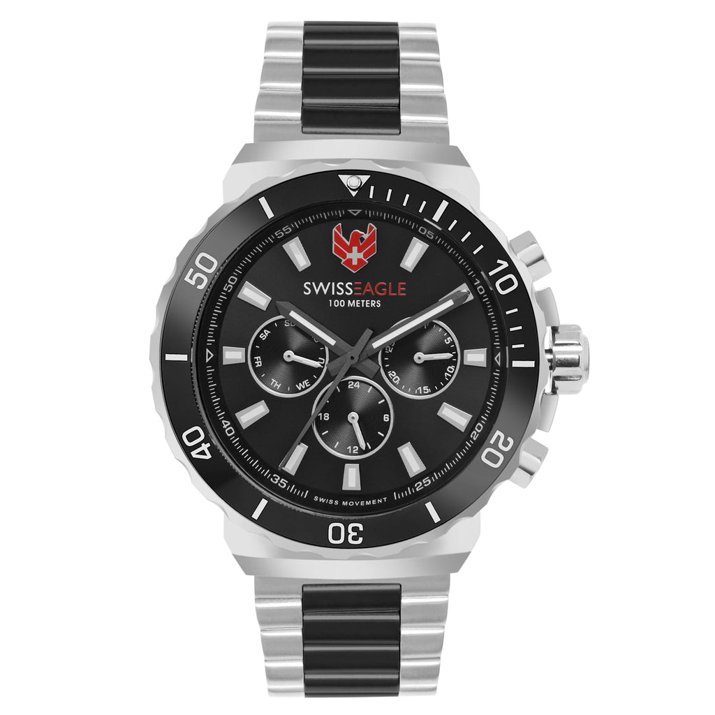 Swiss Eagle Men's Multifunction Stainless Steel Watch SE-9172-11A - front view