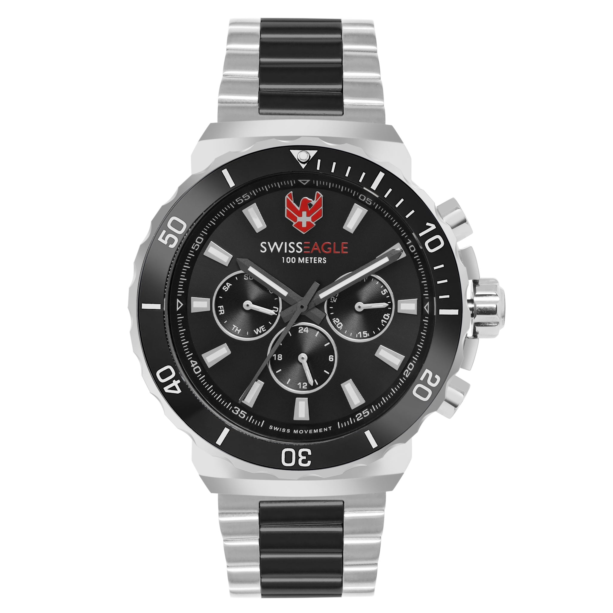 Swiss Eagle Men's Multifunction Stainless Steel Watch SE-9172-11A - front view