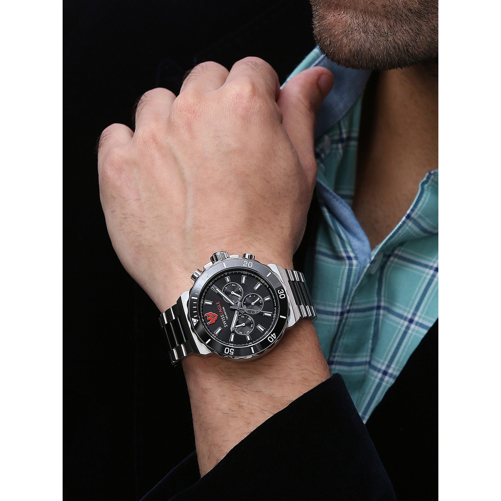 Swiss Eagle Men's Multifunction Stainless Steel Watch SE-9172-11A - lifestyle shot