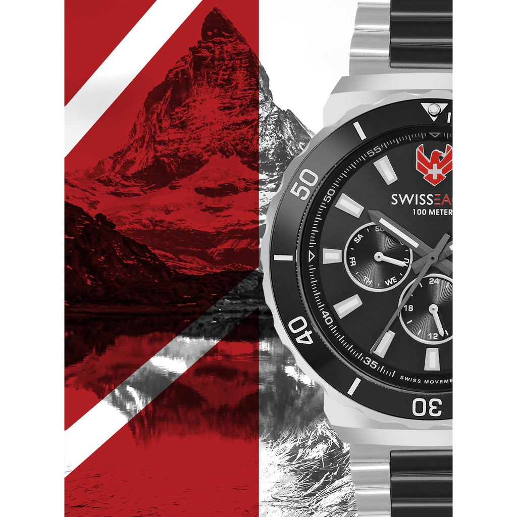 Swiss Eagle Men's Multifunction Stainless Steel Watch SE-9172-11A - style shot