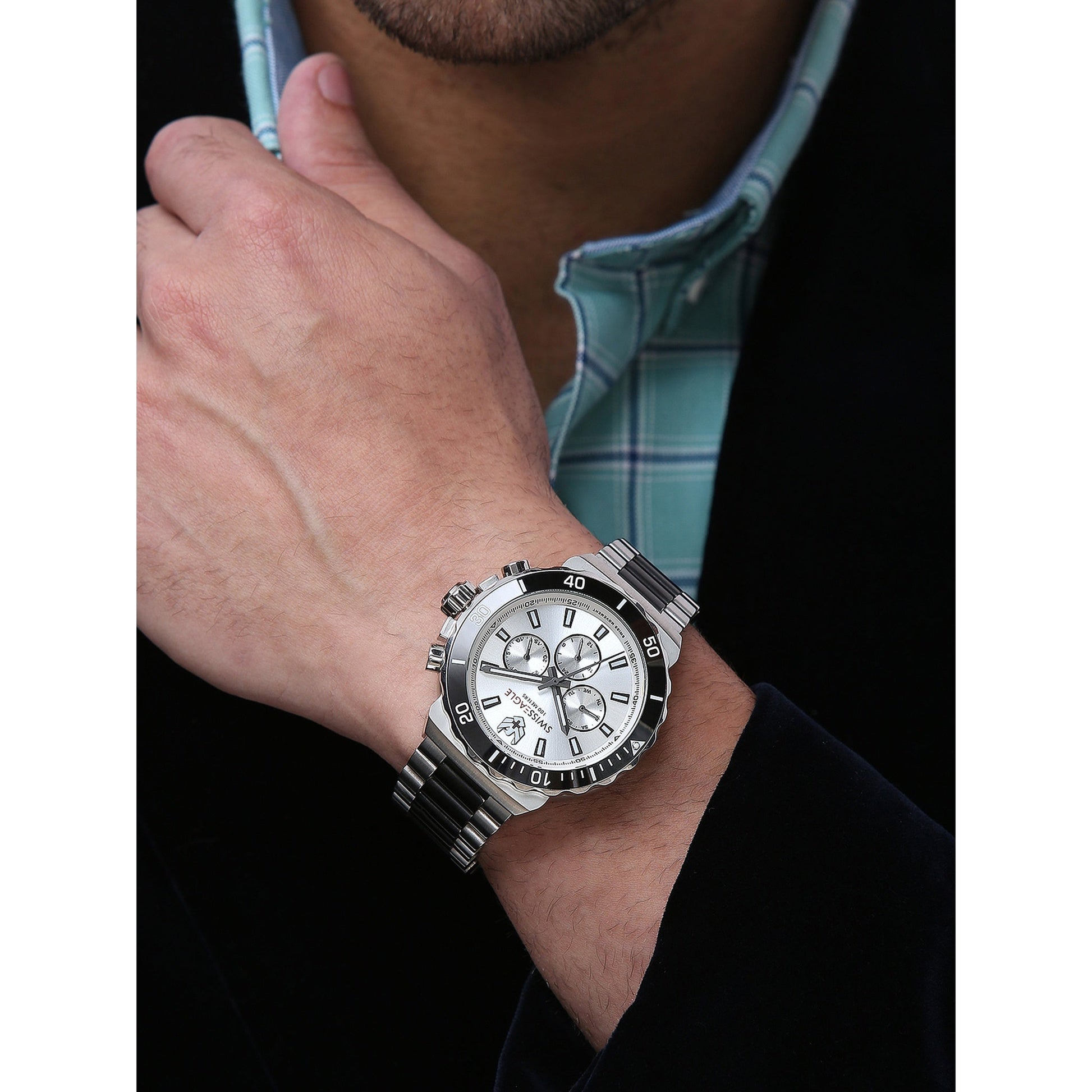 Swiss Eagle Men's Multifunction Stainless Steel Watch SE-9172-22A - lifestyle shot