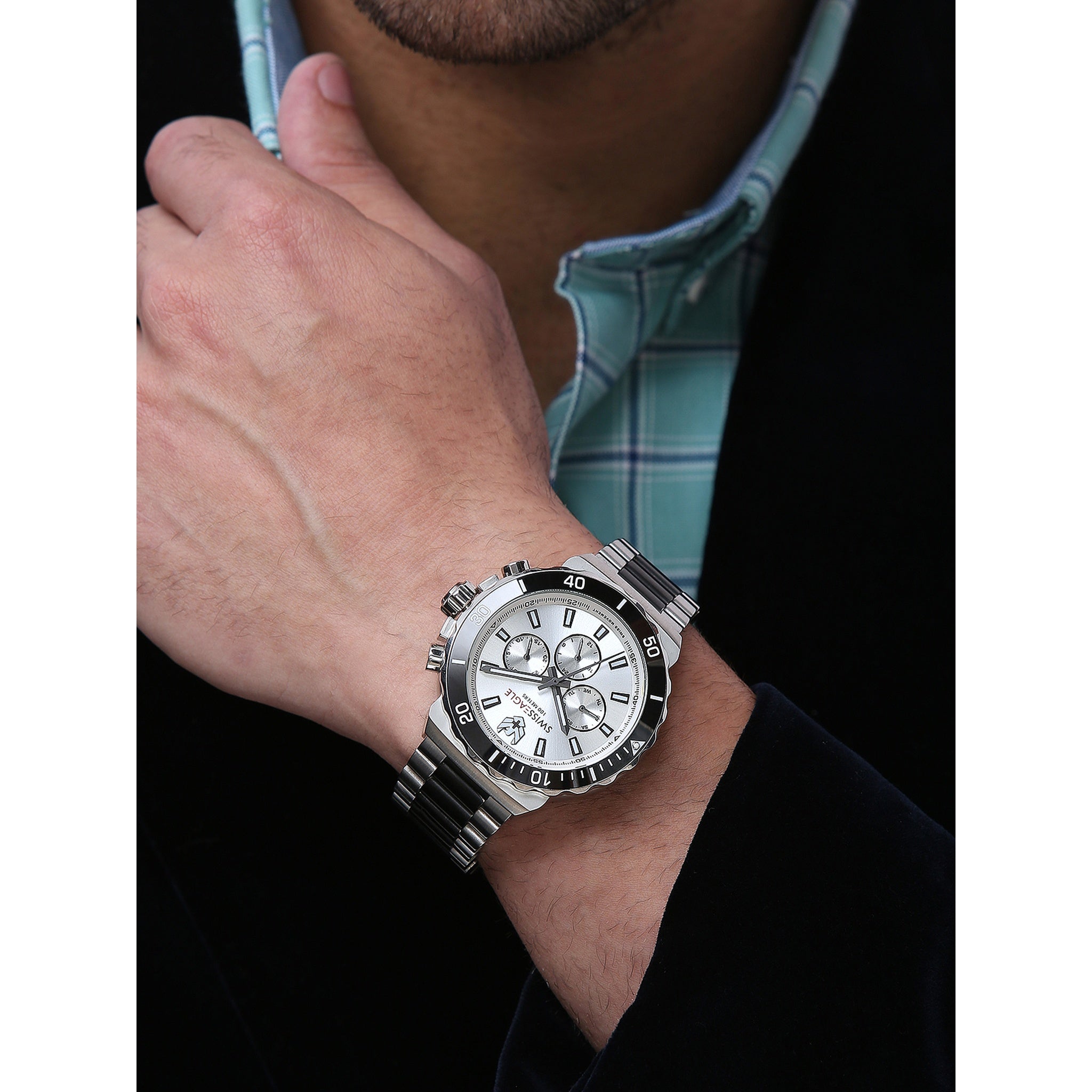 Swiss Eagle Men's Multifunction Stainless Steel Watch SE-9172-22A - lifestyle shot