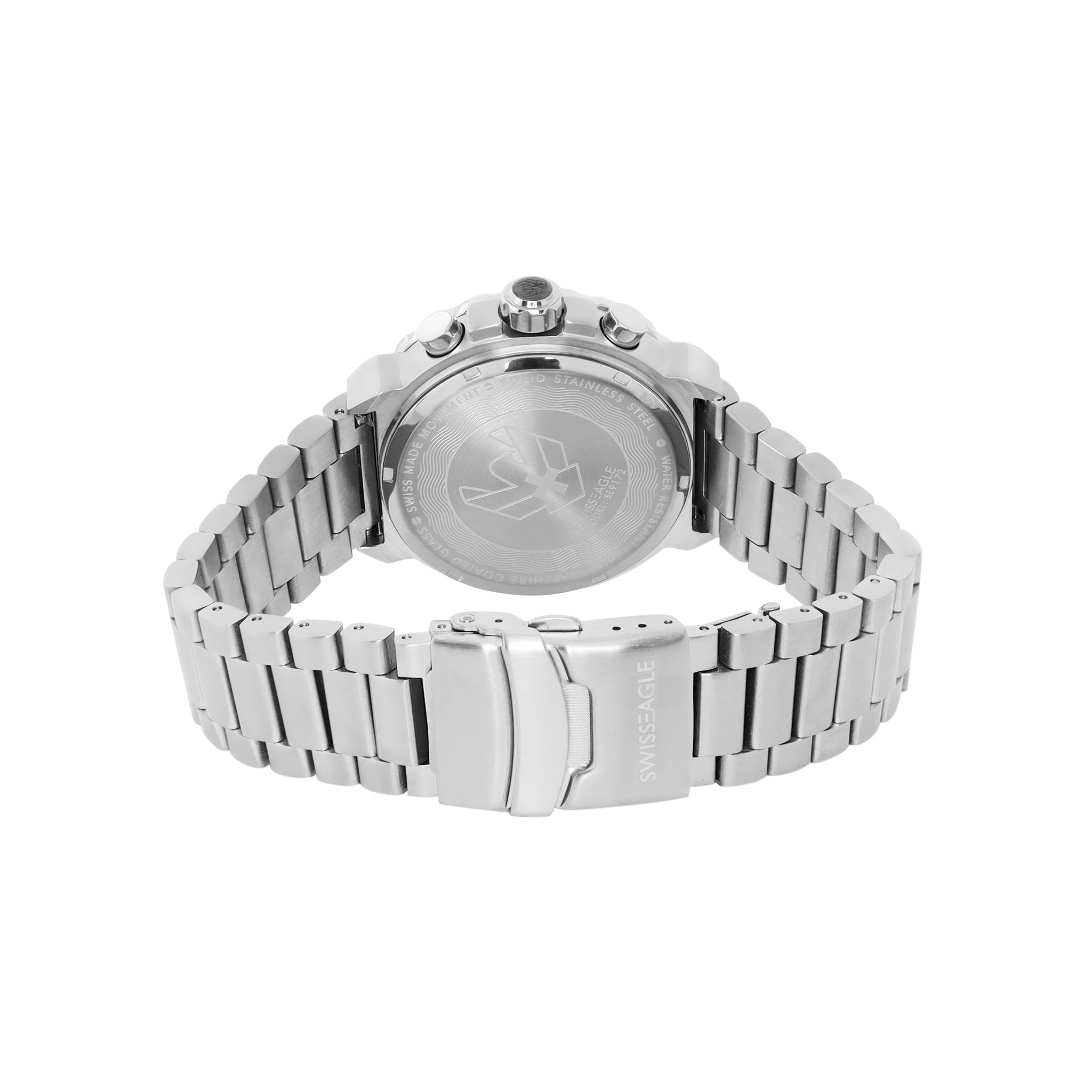 Swiss Eagle Men's Multifunction Stainless Steel Watch SE-9172-33A - back view