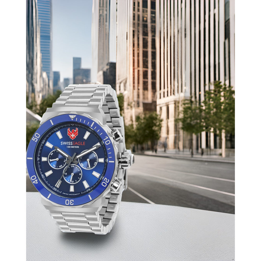 Swiss Eagle Men's Multifunction Stainless Steel Watch SE-9172-33A - style shot