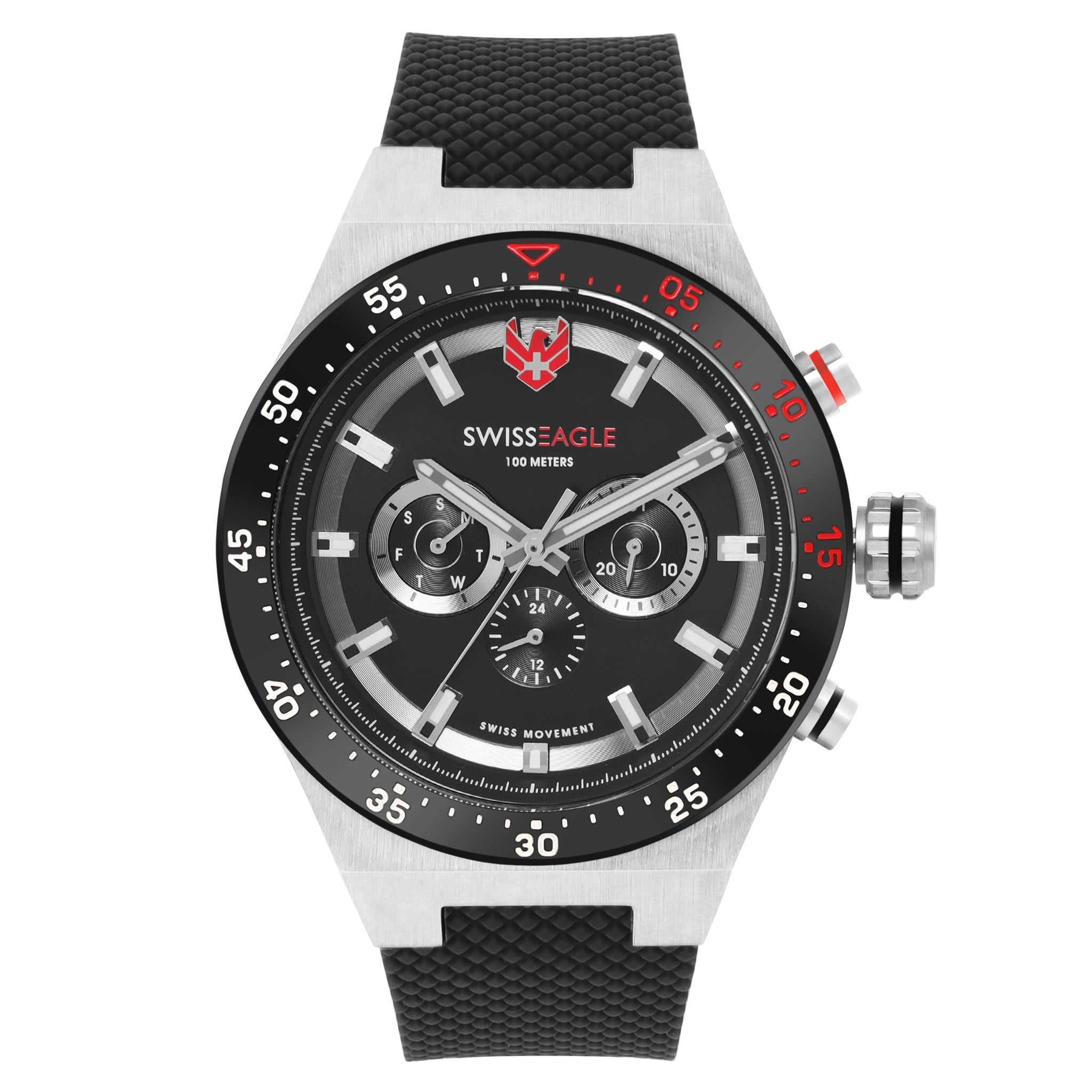 Swiss Eagle Men's Multifunction Silicon Belt Watch SE-9174-01A - front view