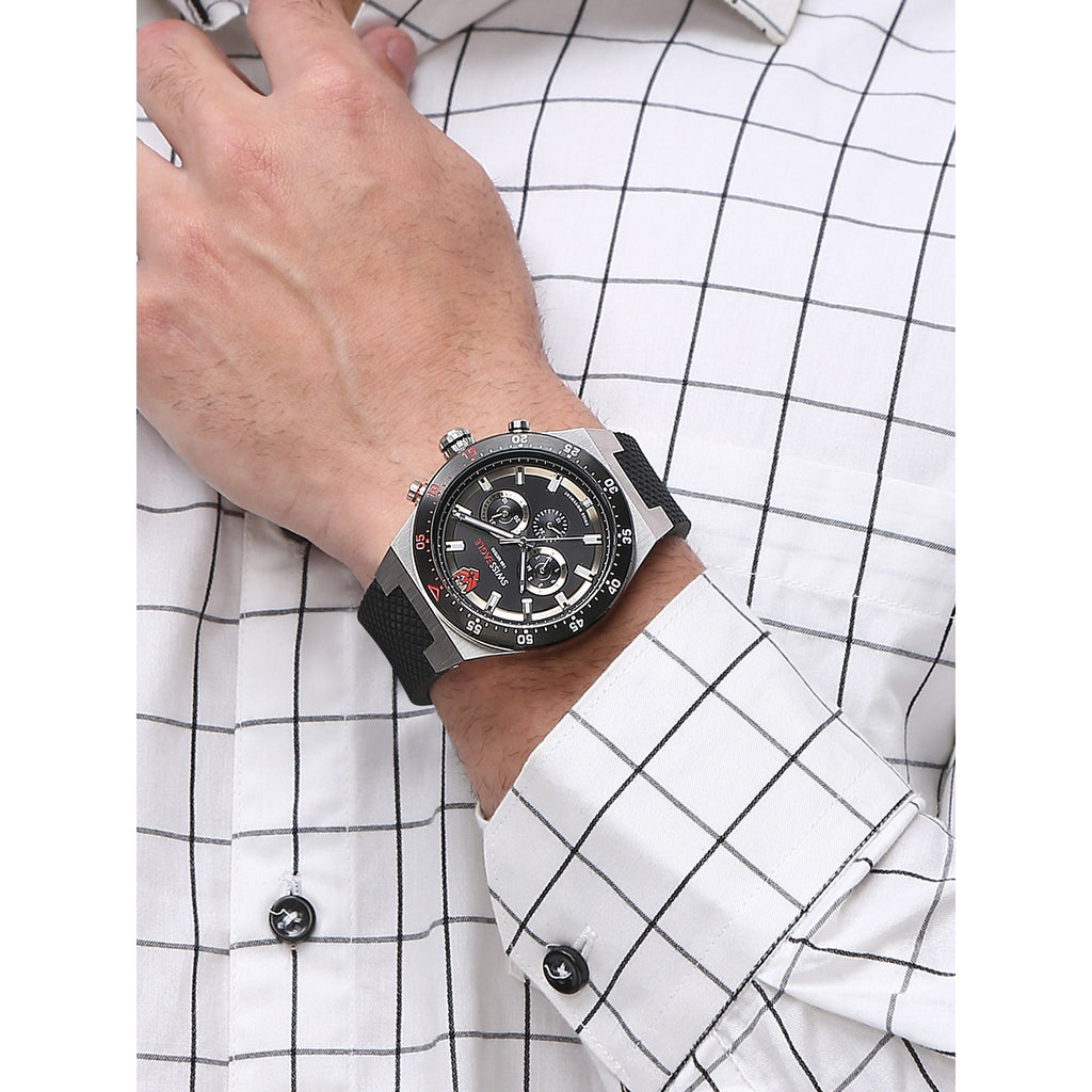 Swiss Eagle Men's Multifunction Silicon Belt Watch SE-9174-01A - lifestyle shot
