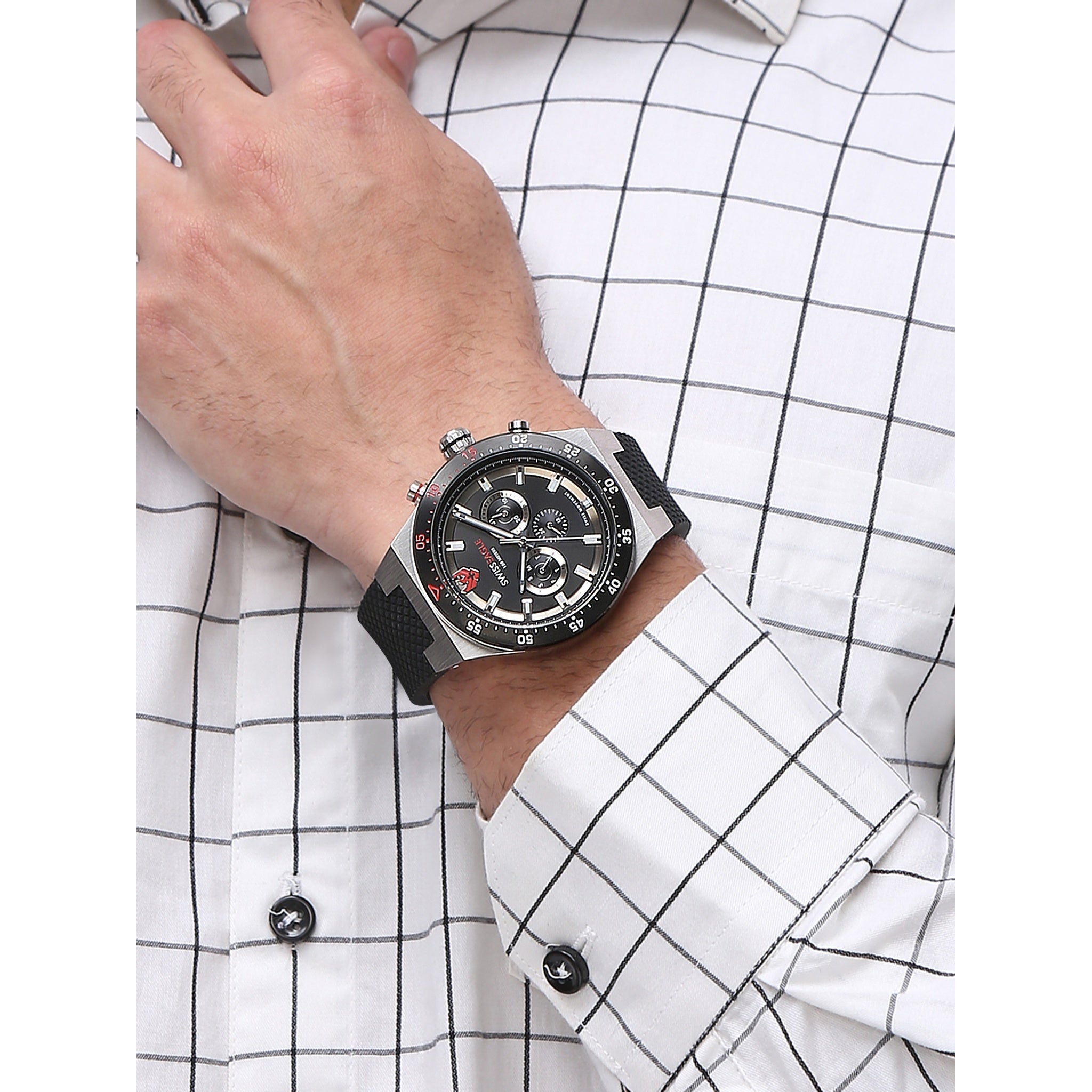 Swiss Eagle Men's Multifunction Silicon Belt Watch SE-9174-01A - lifestyle shot