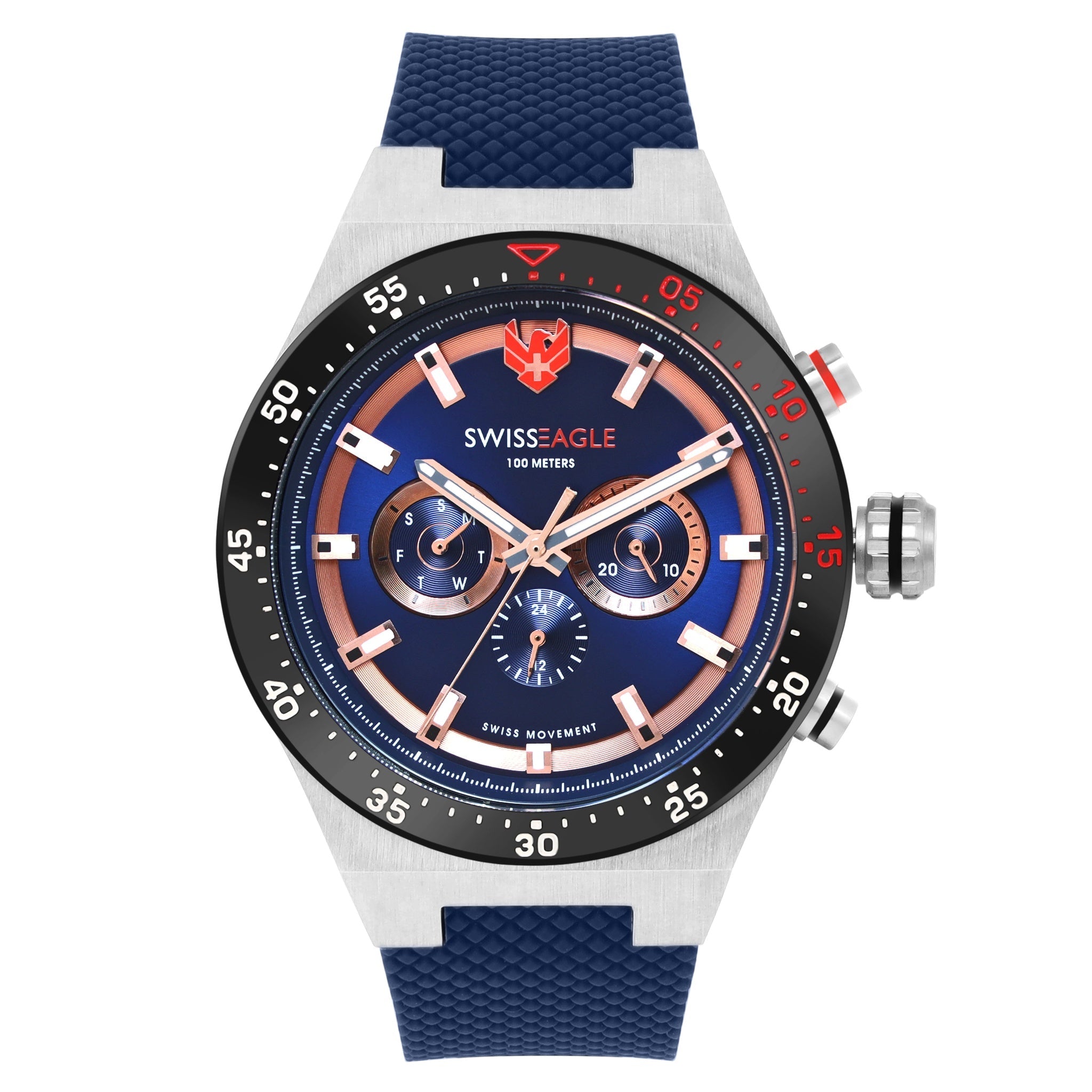 Swiss Eagle Men's Multifunction Silicon Belt Watch SE-9174-02A - front view