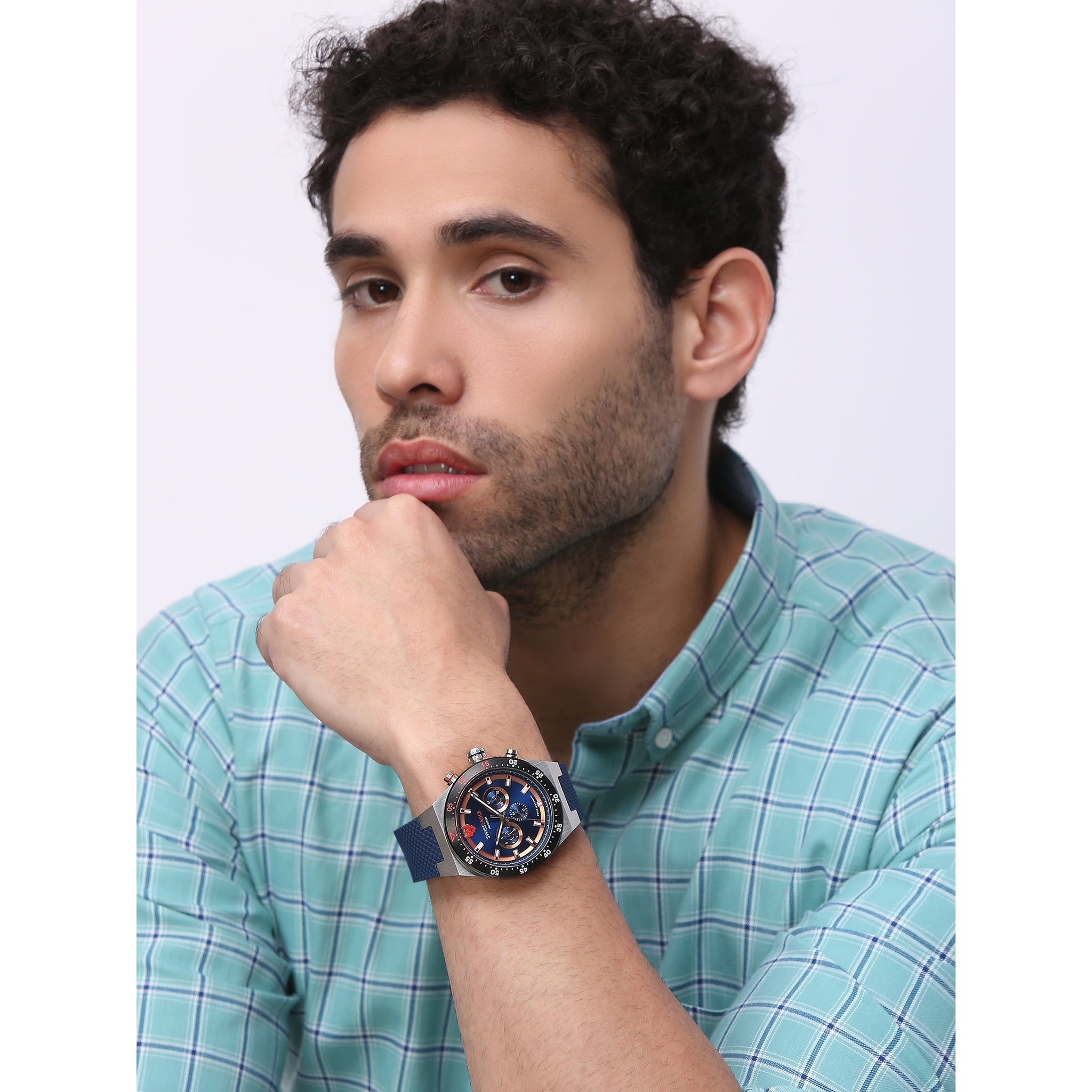 Swiss Eagle Men's Multifunction Silicon Belt Watch SE-9174-02A - lifestyle shot