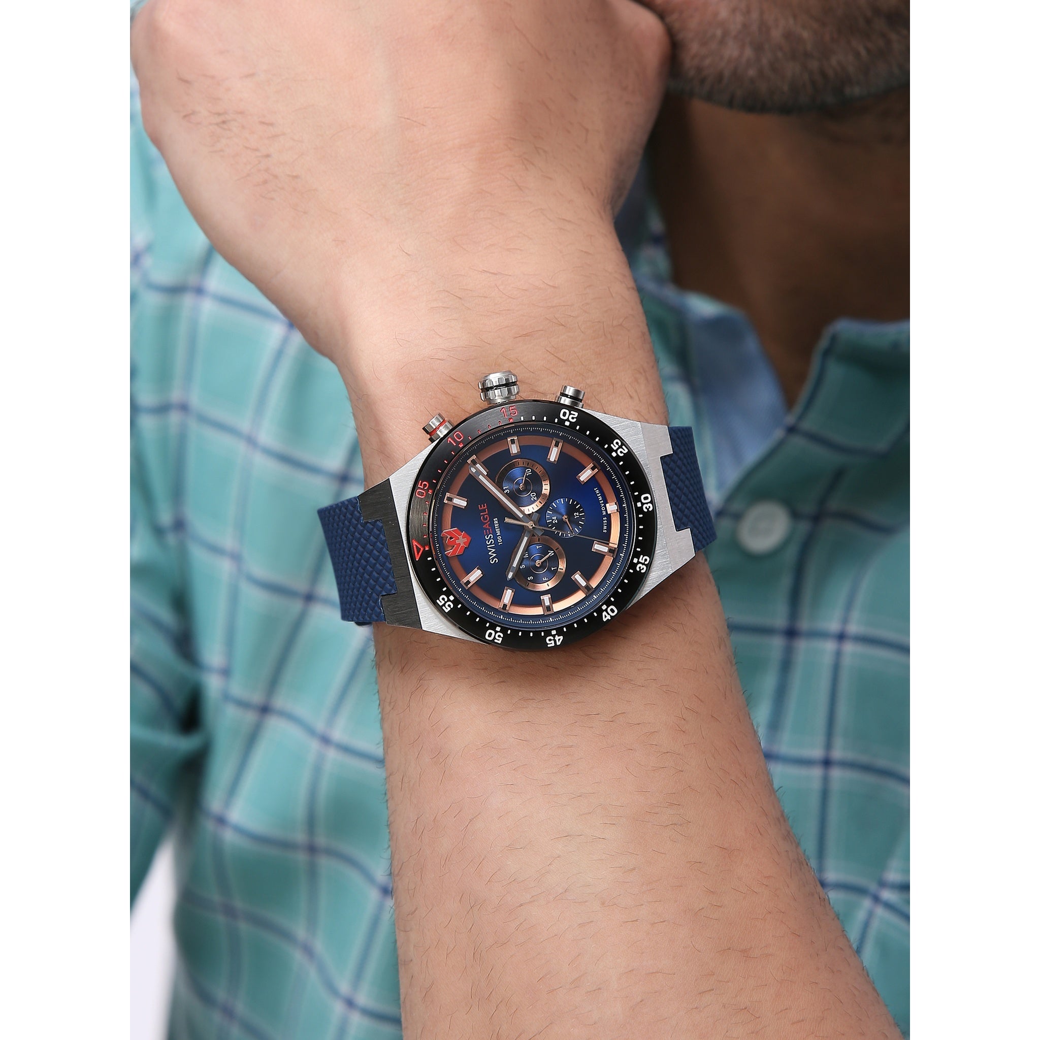 Swiss Eagle Men's Multifunction Silicon Belt Watch SE-9174-02A - lifestyle shot
