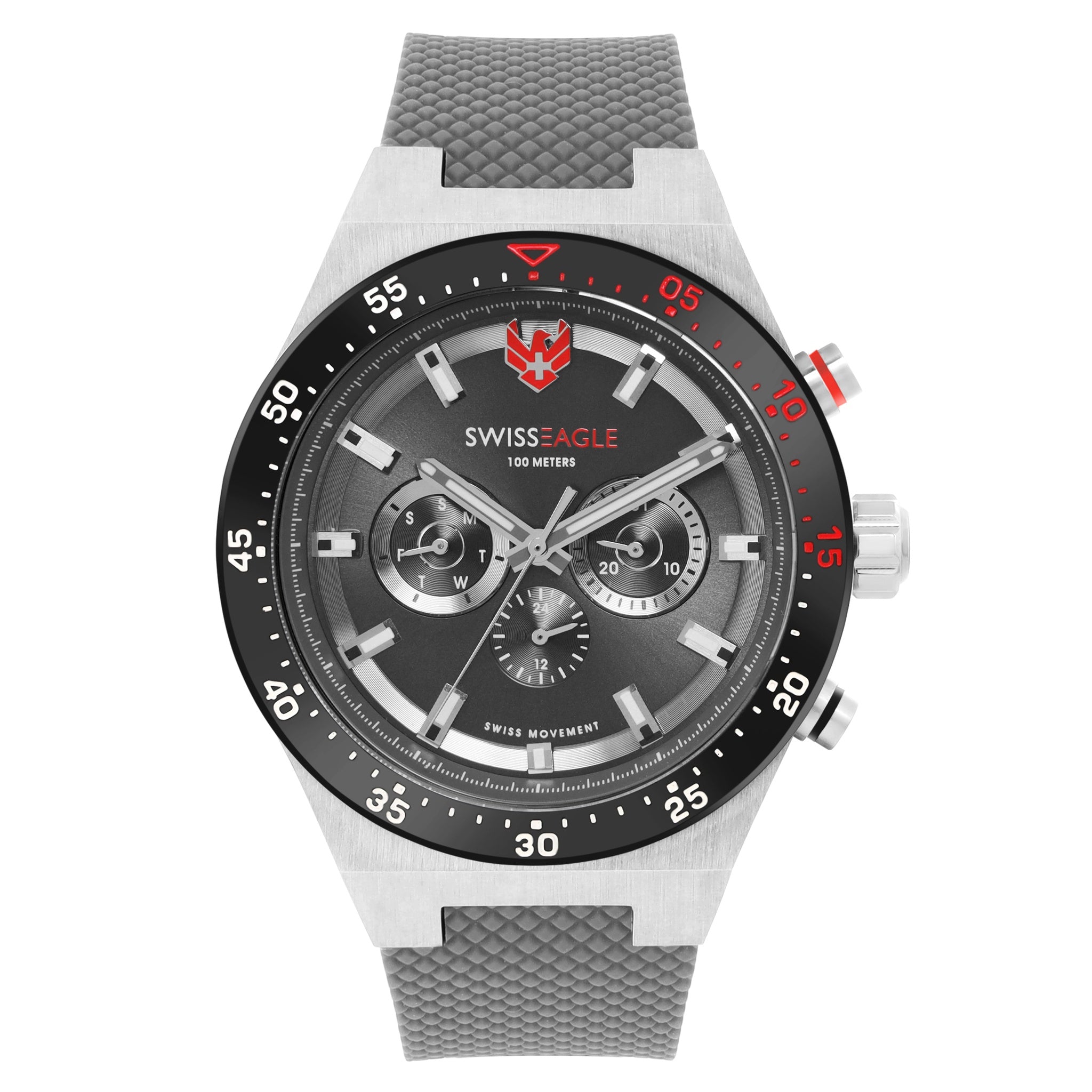 Swiss Eagle Men's Multifunction Silicon Belt Watch SE-9174-03A - front view