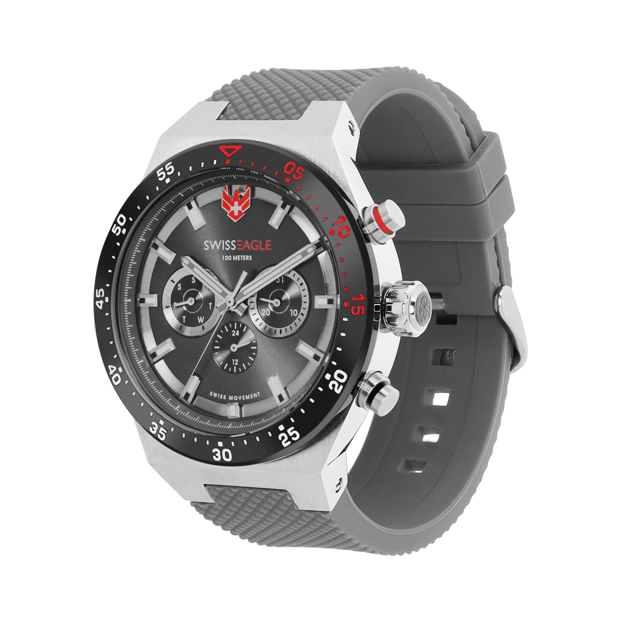 Swiss Eagle Men's Multifunction Silicon Belt Watch SE-9174-03A - front angle view
