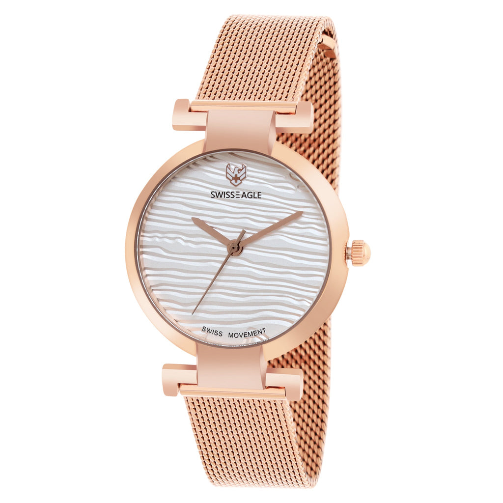 Swiss Eagle Women's 3-Hand Metal Watch SE-9176-11A - front angle view