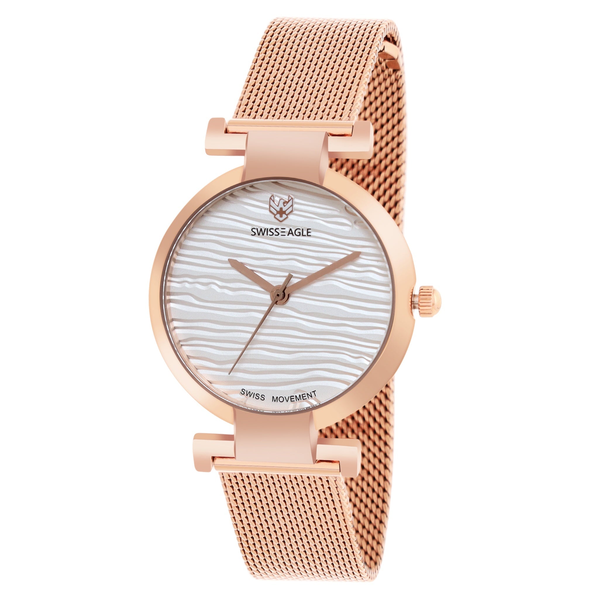 Swiss Eagle Women's 3-Hand Metal Watch SE-9176-11A - front angle view