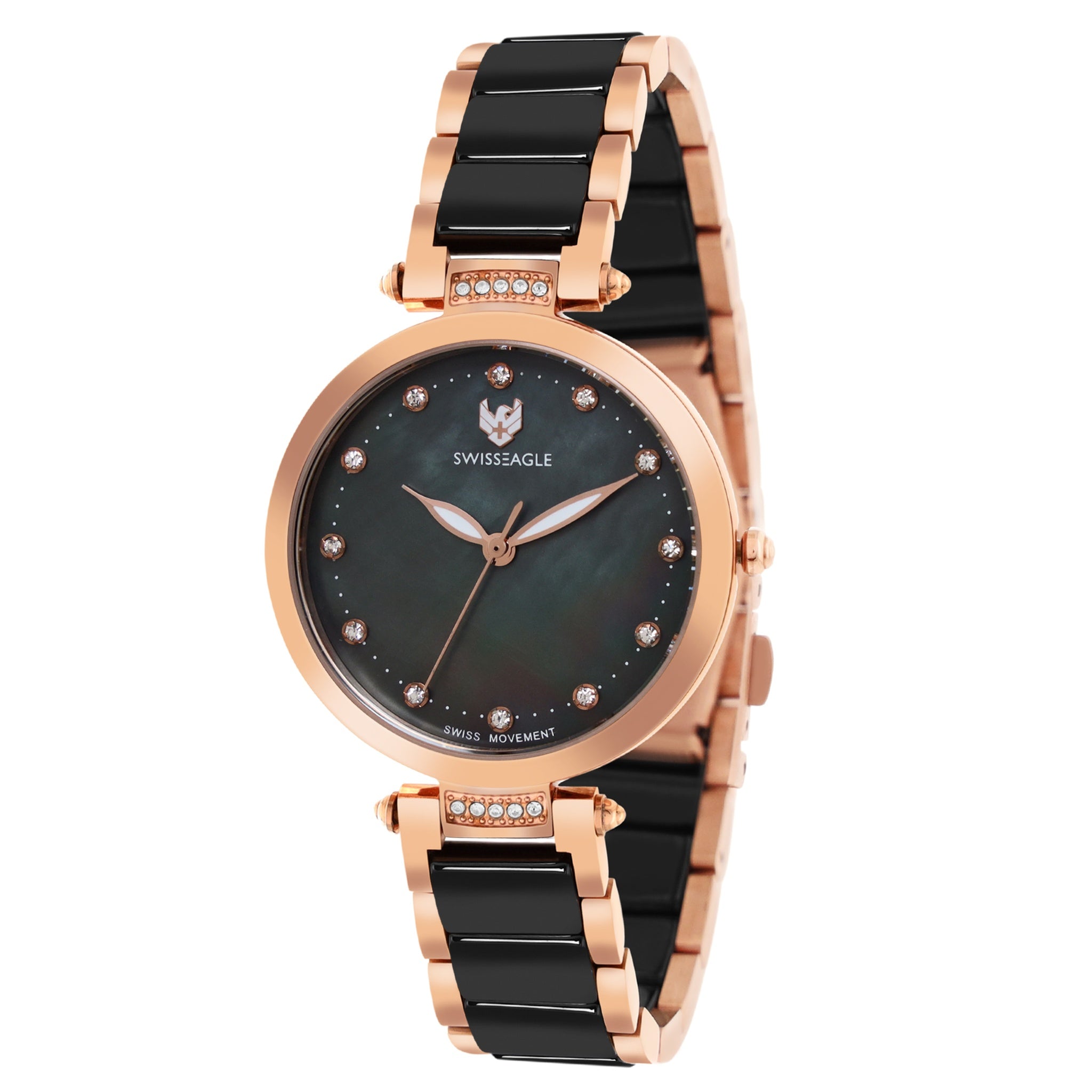 Swiss Eagle Women's Premium 3-Hand Stainless Steel Watch SE-9177-11A - front angle view