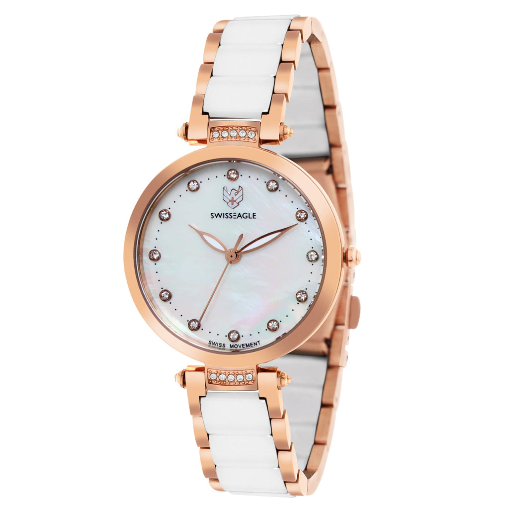 Swiss Eagle Women's Premium 3-Hand Stainless Steel Watch SE-9177-22A - front angle view