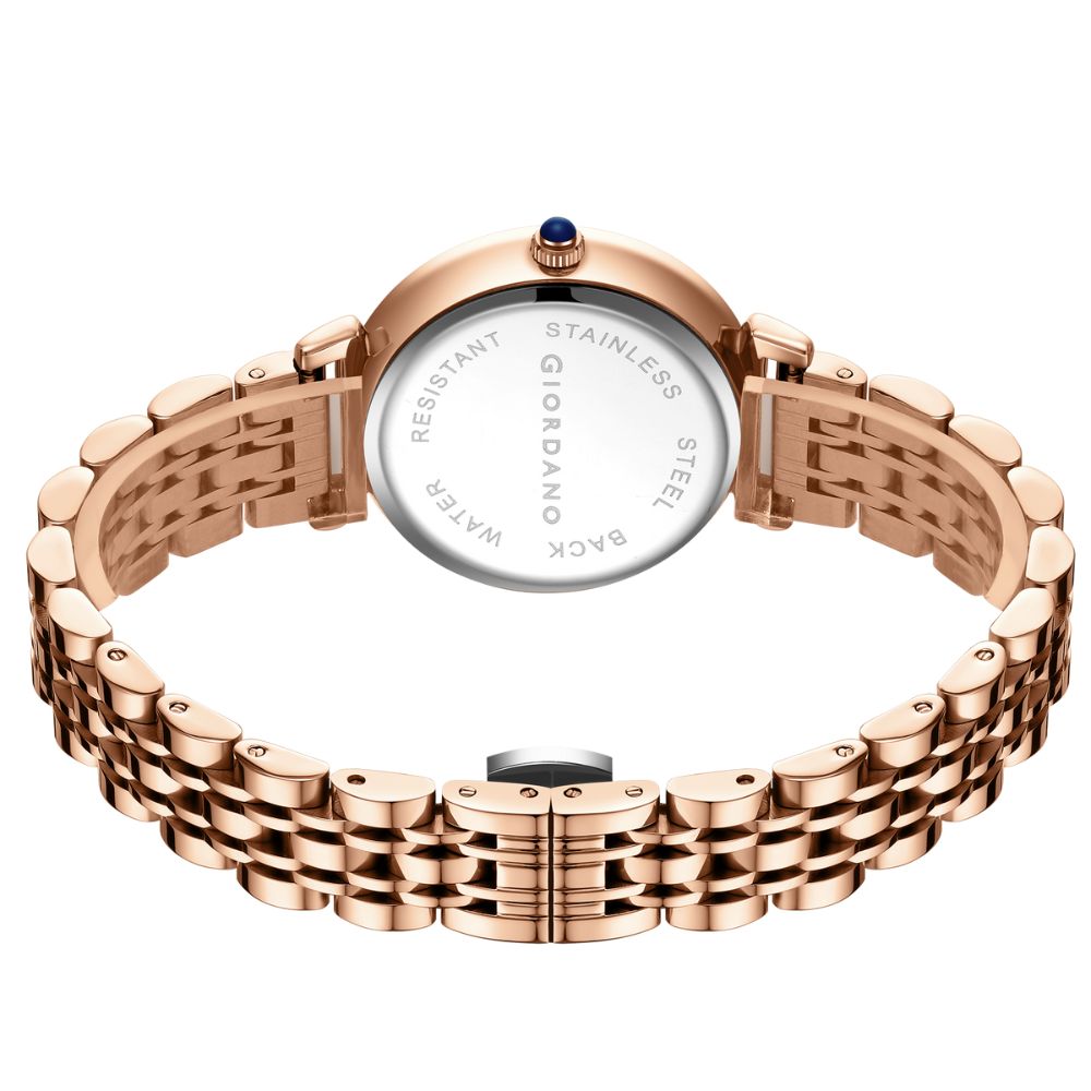 Giordano Premium Watch for women Elegant Round cut glass Dial with Stainless Steel Strap & Quartz Movement-GZ-60094-11