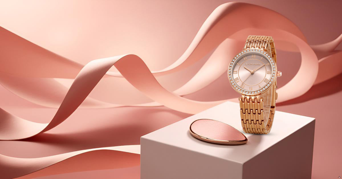 Giordano Eleganza Collection Watch for Women with Stainless Steel Strap and Crystal Embellished Bezel, Roman Numerals-A2083-66